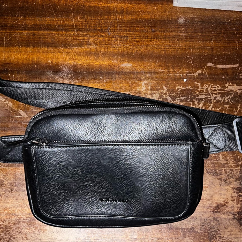 Black Vegan Leather Fanny/Crossbody Bag